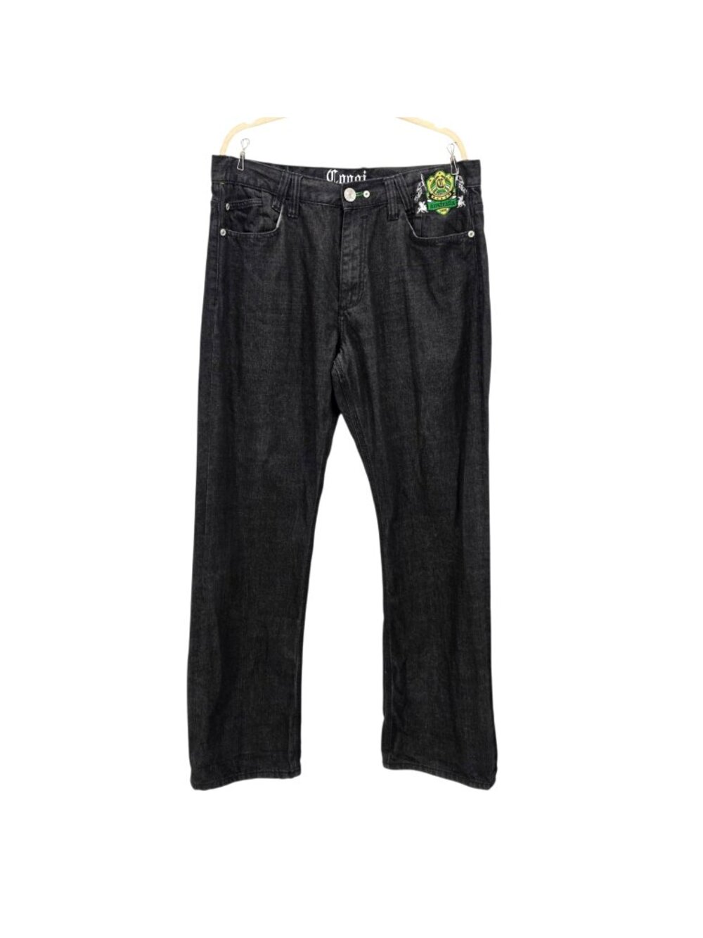 Vintage Coogi Mens 36X34 Jeans Straight Leg Logo Patch Black Denim Jean READ
